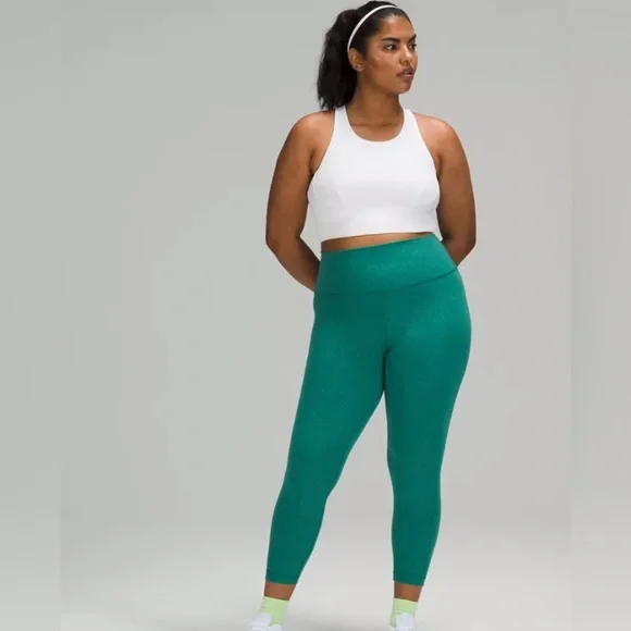 Lululemon Wunder Train high rise crop 23” Crunch Teal Lagoon size 14 - Picture 2 of 7